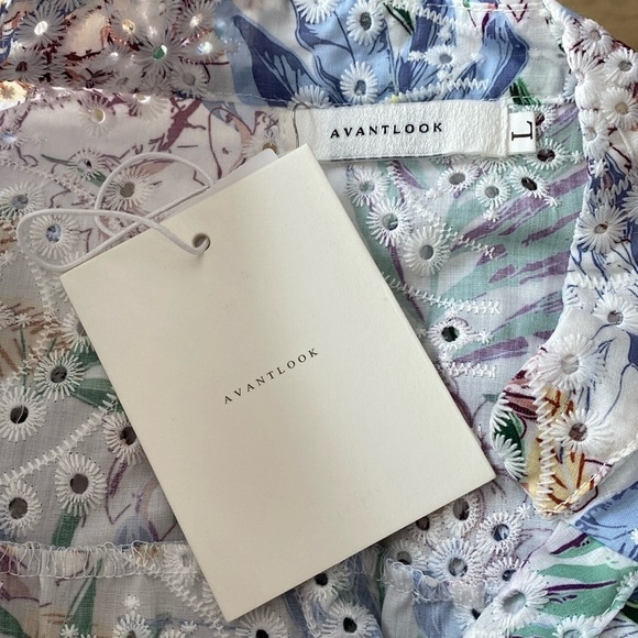 Avantlook Embroidered Eyelet Midi Dress Pastel Leaves - Picture 14 of 16